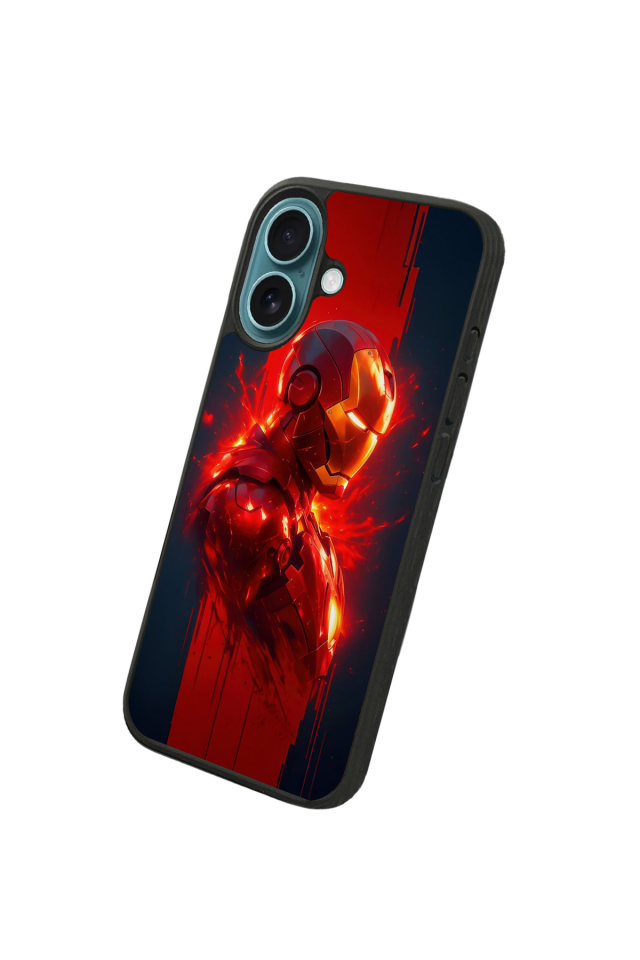 iPhone 16 Uyumlu  Iron Man ( Demir Adam ) Tasarımlı Glossy Premium Kılıf