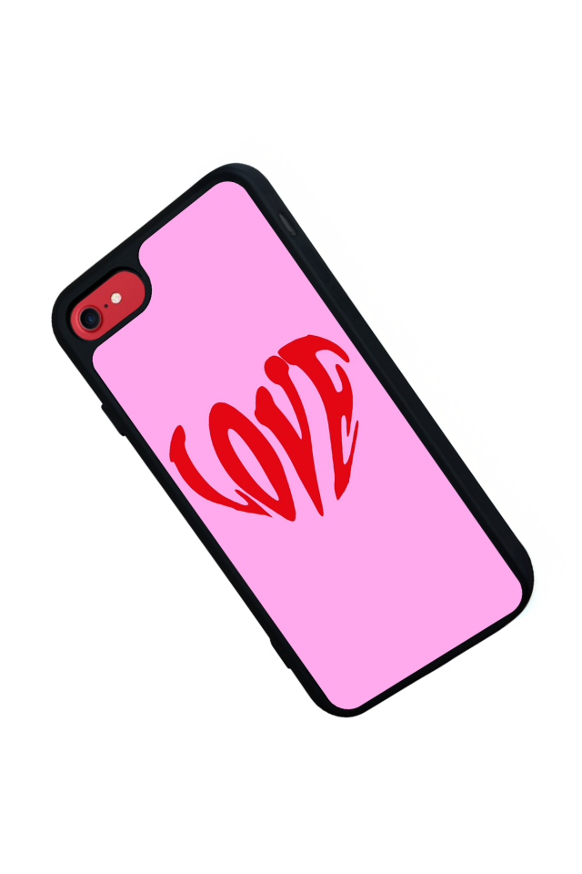 iPhone SE Uyumlu Kalp Love Tasarımlı Glossy Premium Kılıf