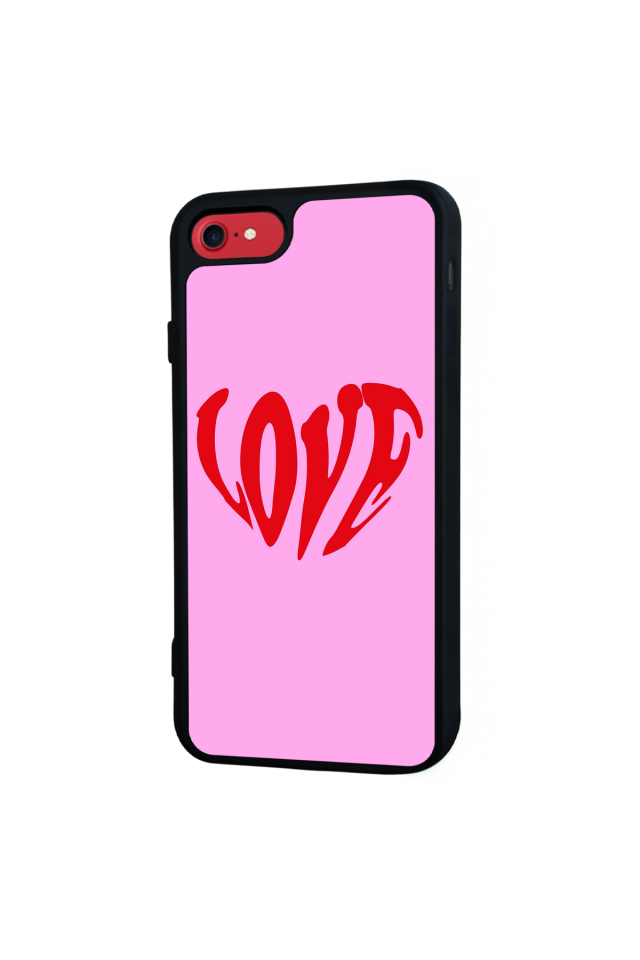 iPhone SE Uyumlu Kalp Love Tasarımlı Glossy Premium Kılıf