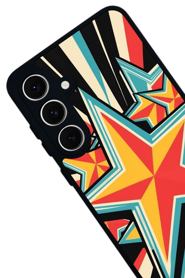 Samsung Galaxy S24 FE Uyumlu Retro Yildizlar Tasarımlı Glossy Premium Kılıf