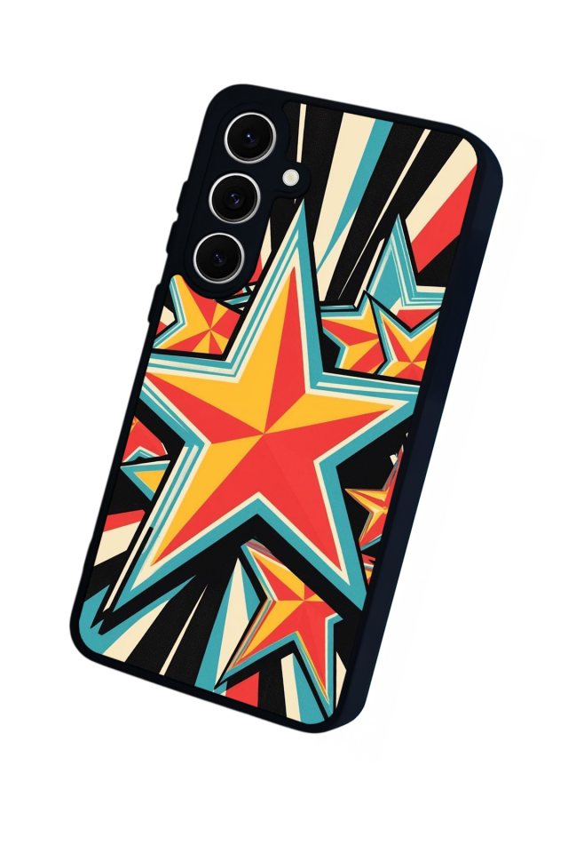 Samsung Galaxy S24 FE Uyumlu Retro Yildizlar Tasarımlı Glossy Premium Kılıf