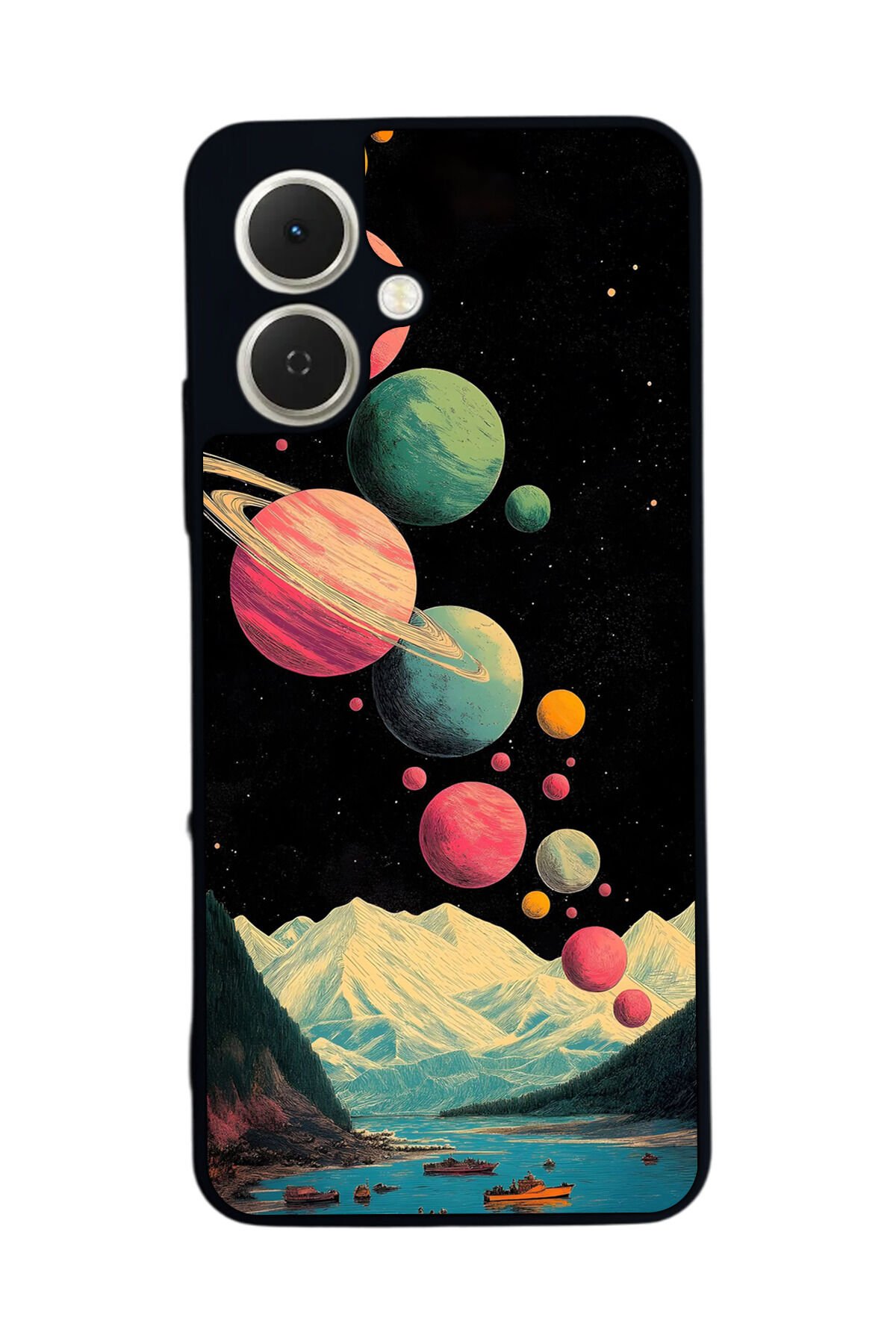 Tecno Spark GO 2 Uyumlu Uzay Tasarımlı Glossy Premium Kılıf