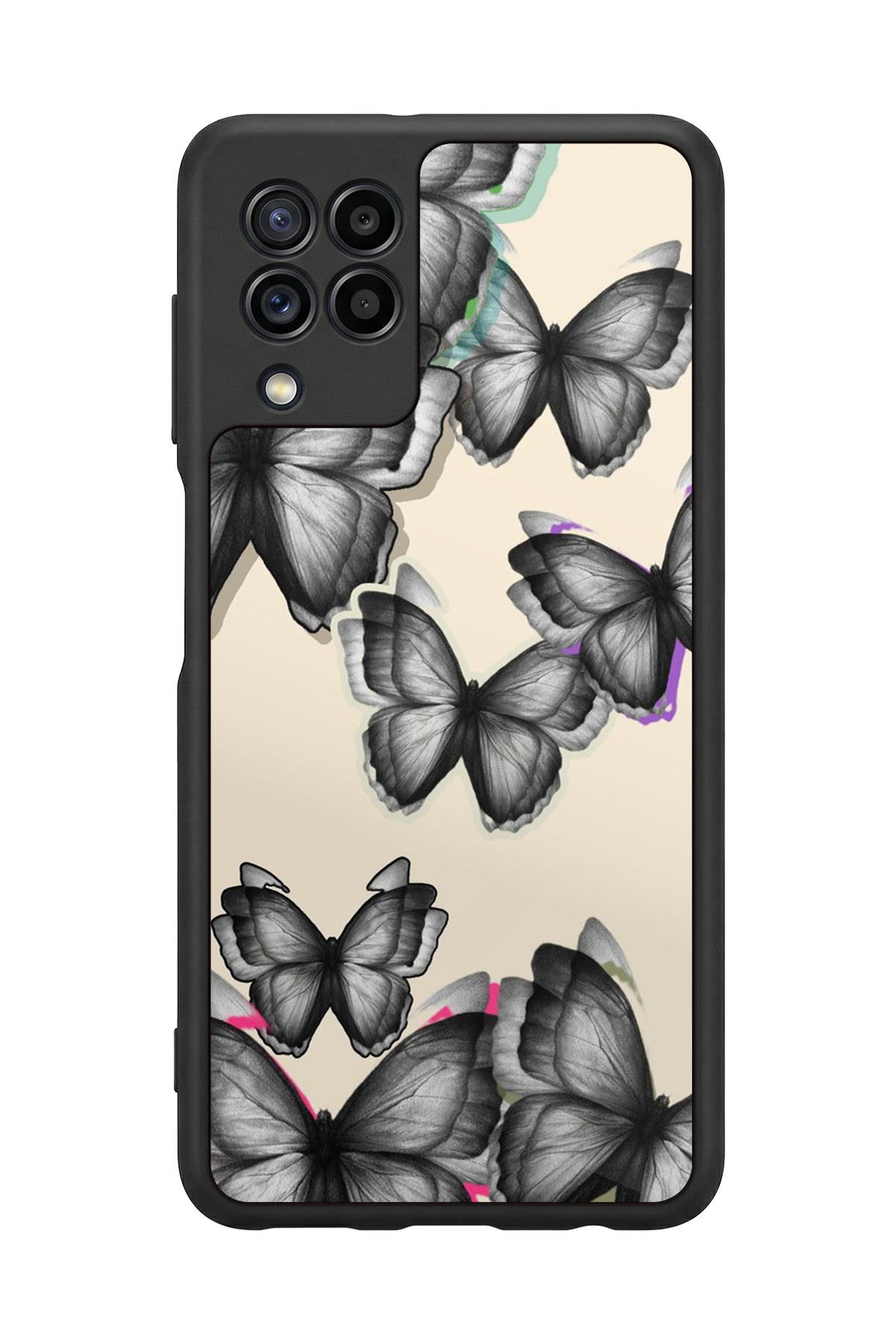 Samsung Galaxy M32 Uyumlu Kelebek Tasarımlı Glossy Premium Kılıf