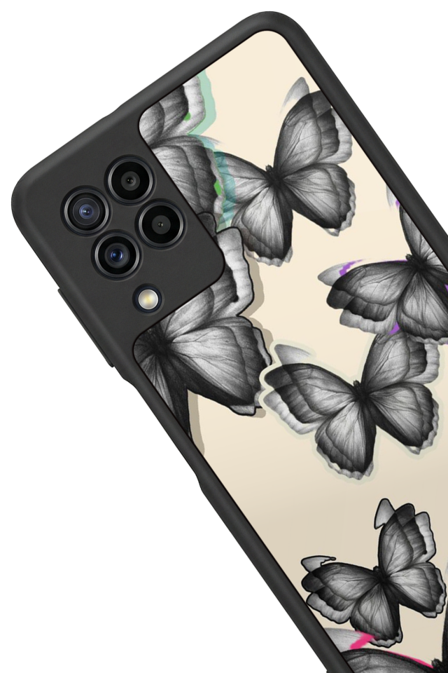 Samsung Galaxy M32 Uyumlu Kelebek Tasarımlı Glossy Premium Kılıf