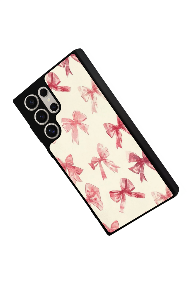 Samsung Galaxy S22 Ultra Uyumlu Kurdele Tasarımlı Glossy Premium Kılıf