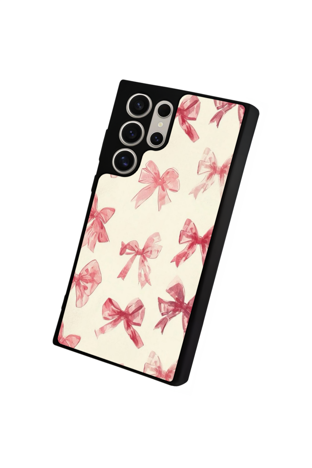 Samsung Galaxy S22 Ultra Uyumlu Kurdele Tasarımlı Glossy Premium Kılıf