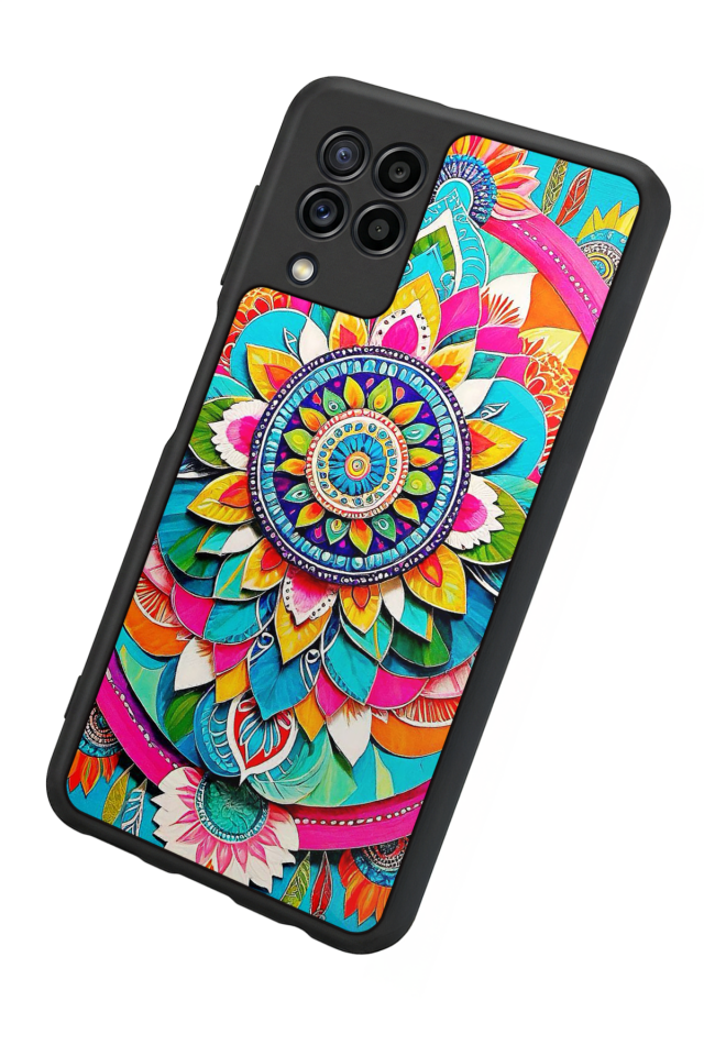Samsung Galaxy M22 Uyumlu Mandala Tasarımlı Glossy Premium Kılıf