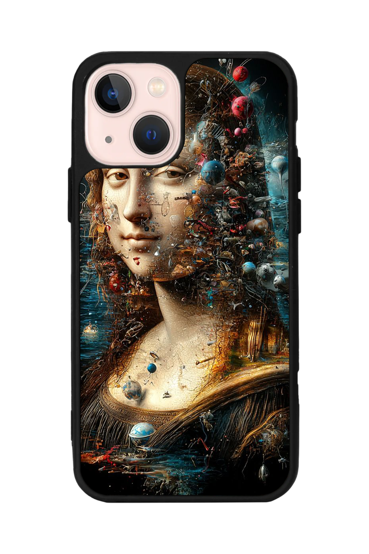 iPhone 13 Mini Uyumlu Monalisa Tasarımlı Glossy Premium Kılıf