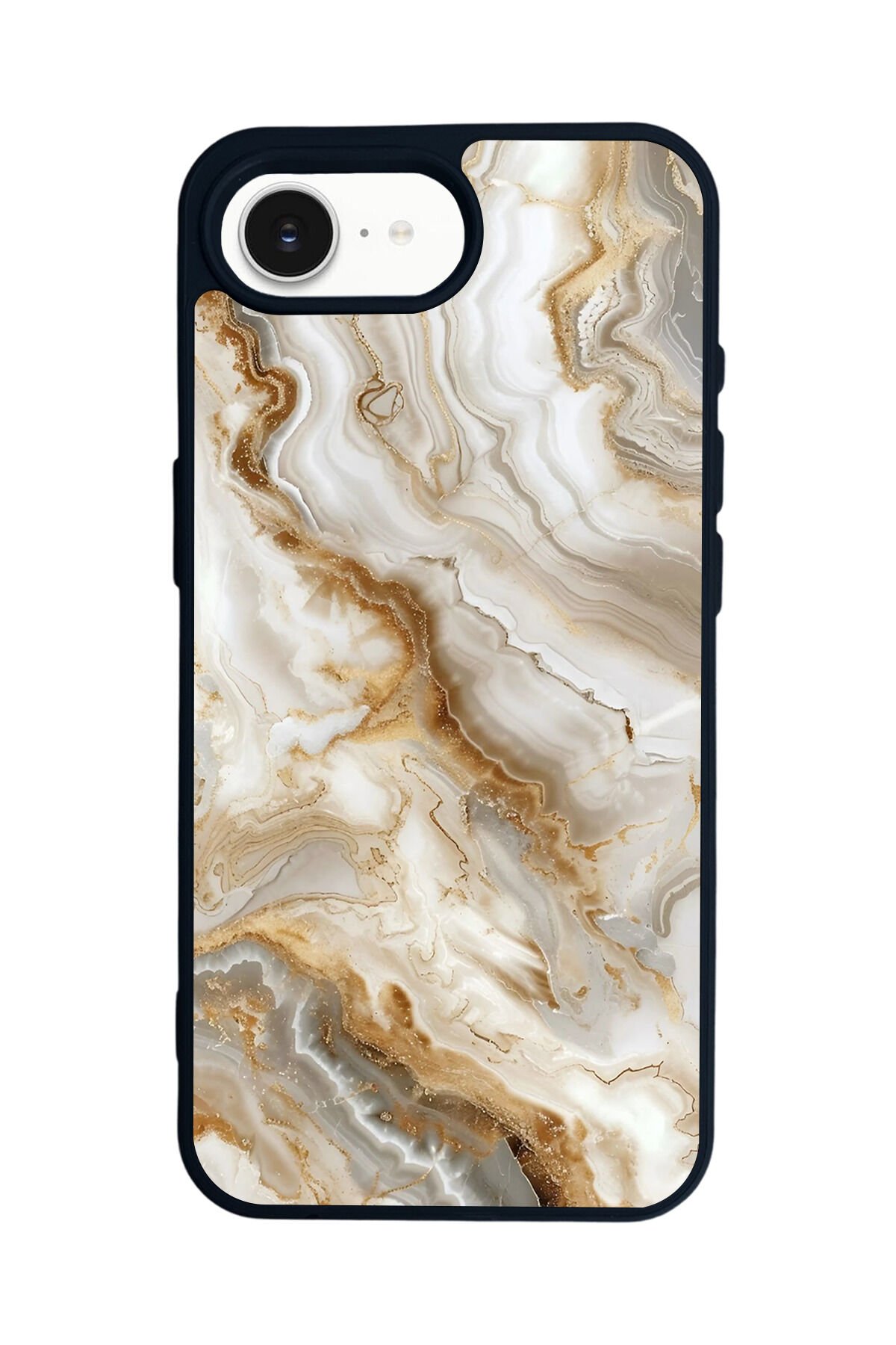 iPhone 16E Uyumlu Mermer Marble Tasarımlı Glossy Premium Kılıf
