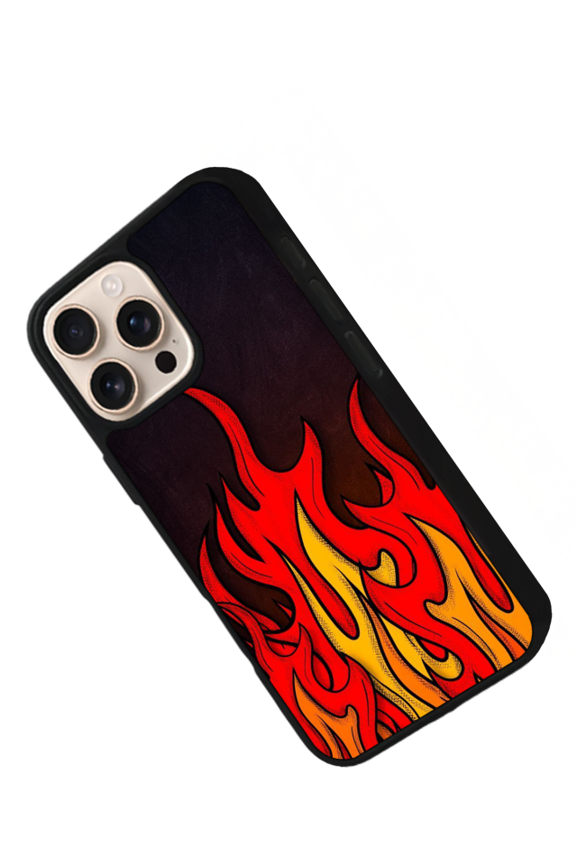iPhone 15 Pro Max Uyumlu Retro Flame Patterns Tasarımlı Glossy Premium Kılıf