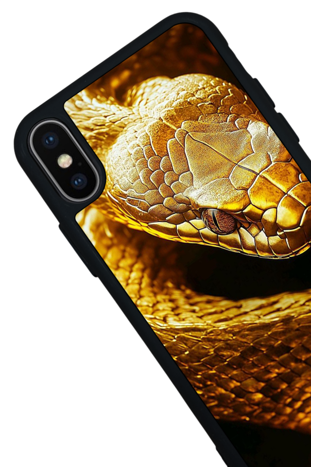 iPhone X/ XS Uyumlu Yılan Tasarımlı Glossy Premium Kılıf