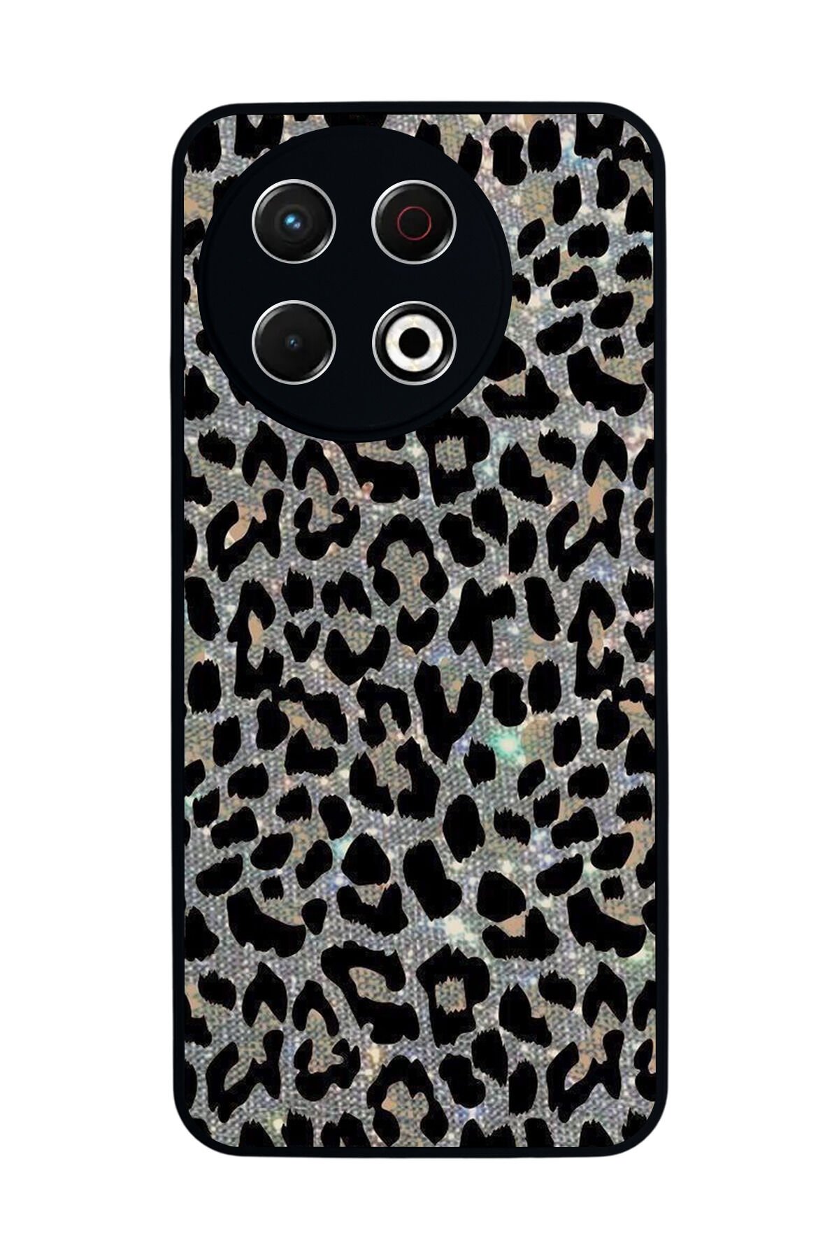 Tecno Spark 30 Pro Uyumlu Hologram Leopar Tasarımlı Glossy Premium Kılıf