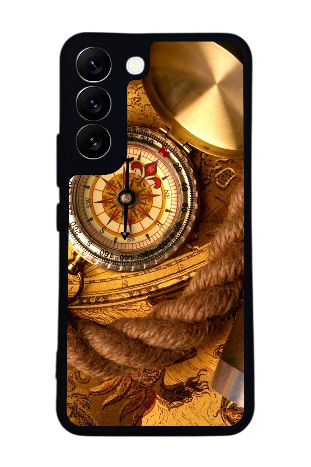 Samsung Galaxy S22 Uyumlu Pusula Tasarımlı Glossy Premium Kılıf