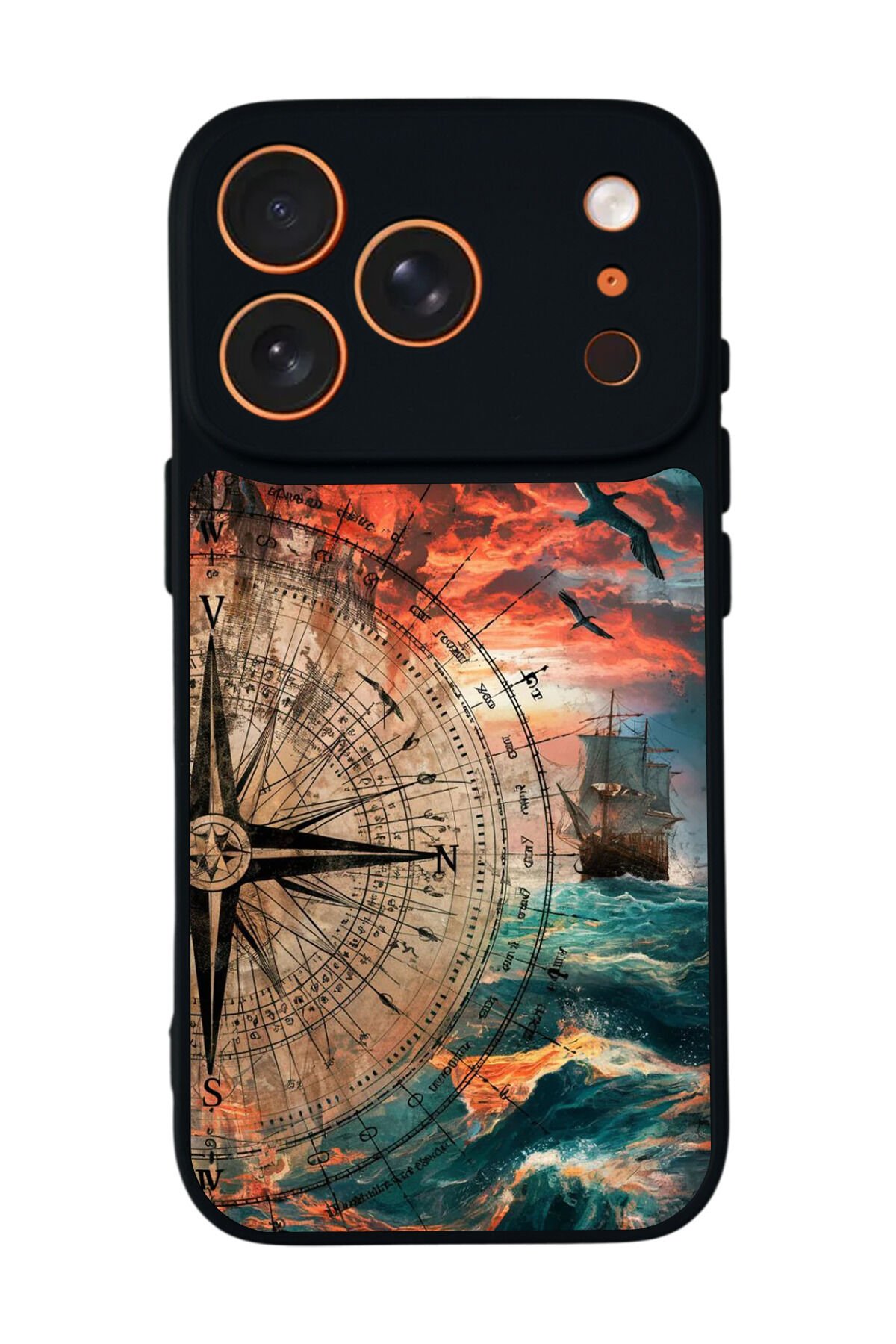 iPhone 17 Pro Uyumlu Pusula Tasarımlı Glossy Premium Kılıf