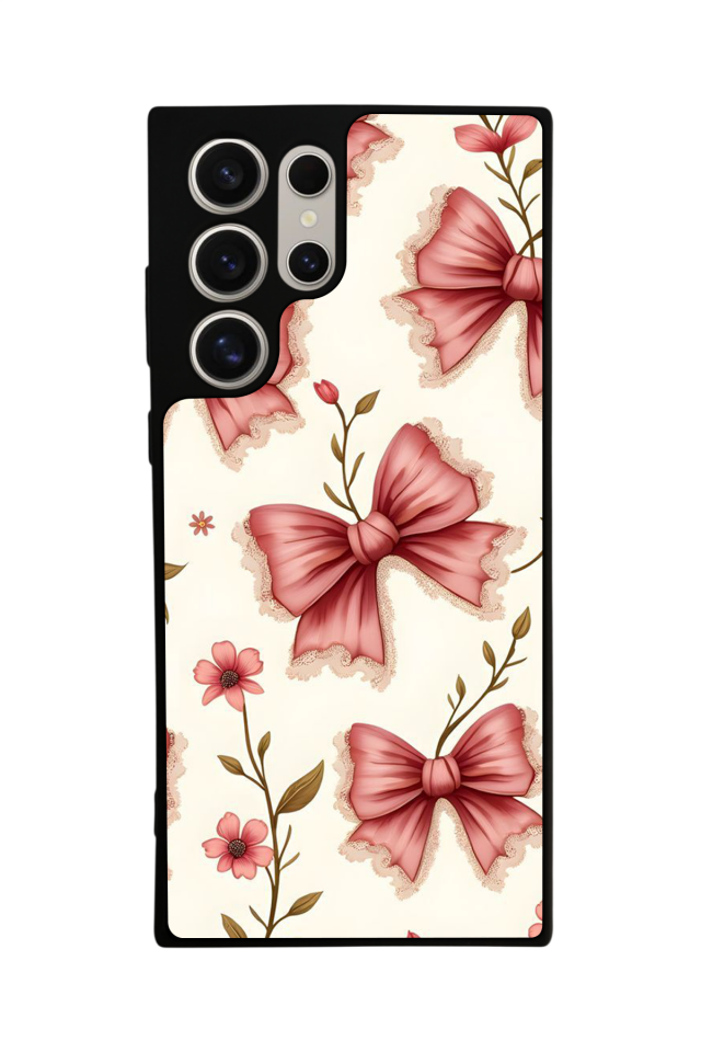 Samsung Galaxy S22 Ultra Uyumlu Kurdele Tasarımlı Glossy Premium Kılıf