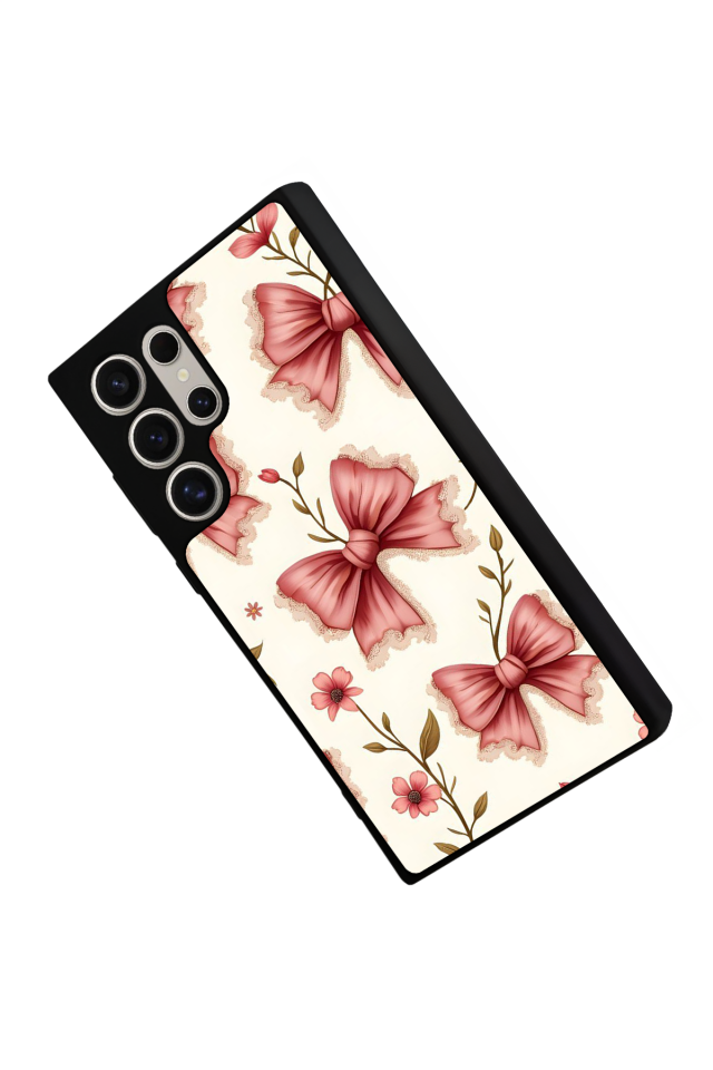 Samsung Galaxy S22 Ultra Uyumlu Kurdele Tasarımlı Glossy Premium Kılıf