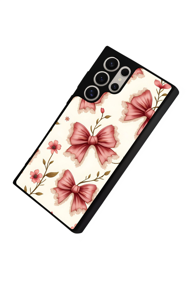 Samsung Galaxy S22 Ultra Uyumlu Kurdele Tasarımlı Glossy Premium Kılıf