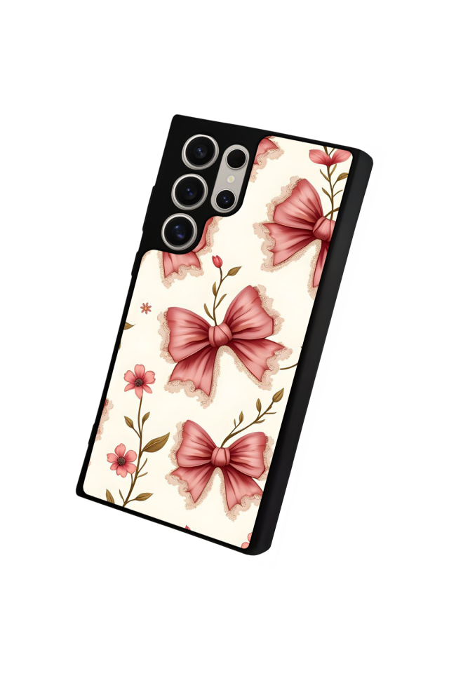 Samsung Galaxy S22 Ultra Uyumlu Kurdele Tasarımlı Glossy Premium Kılıf