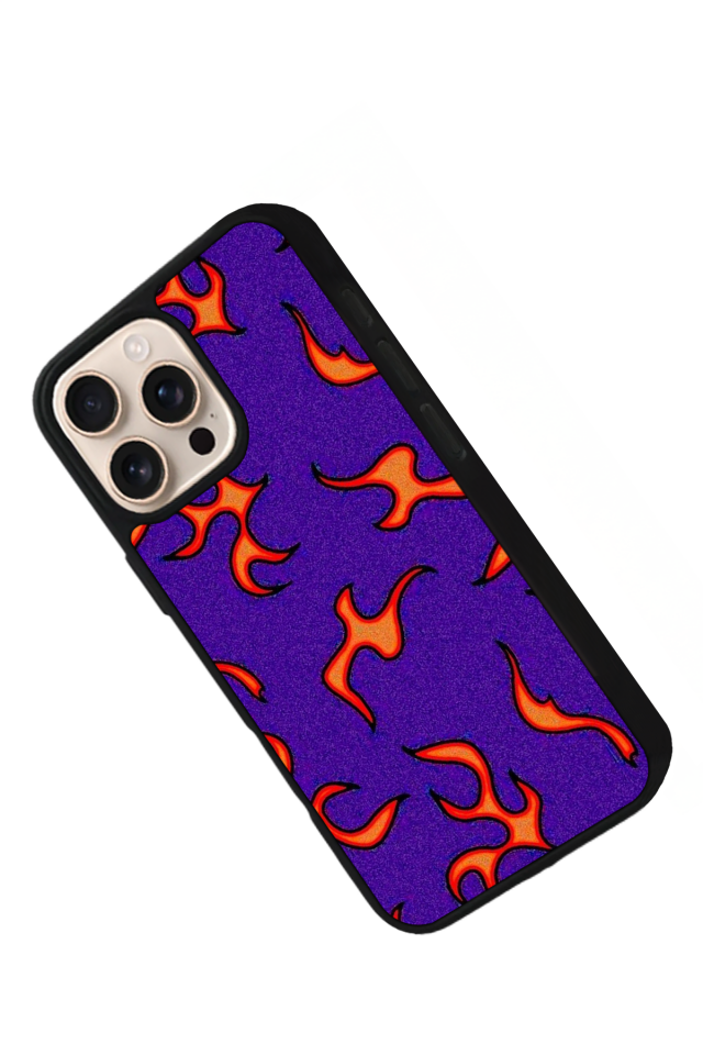 iPhone 15 Pro Max Uyumlu Retro Flame Patterns Tasarımlı Glossy Premium Kılıf