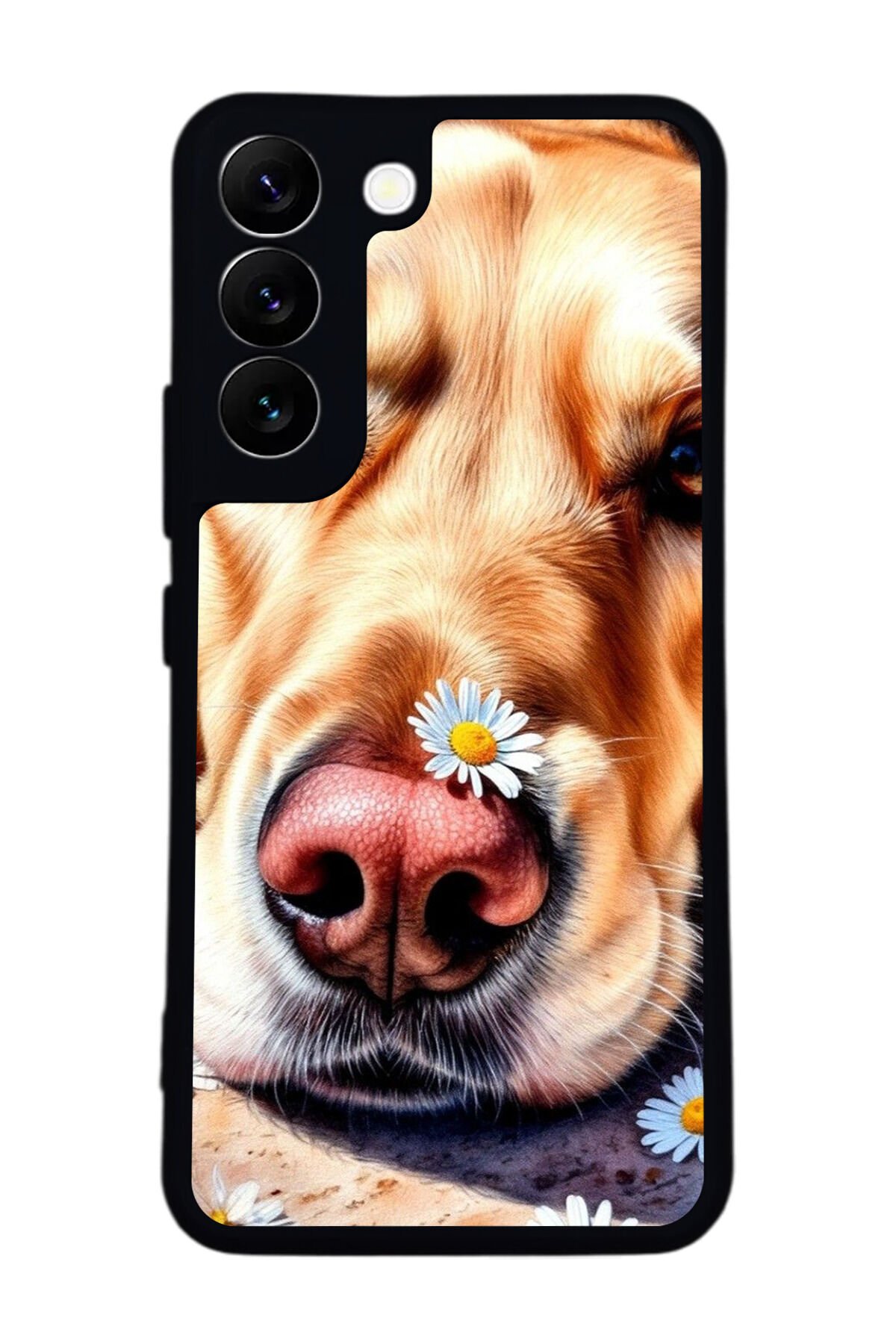 Samsung Galaxy S22 Uyumlu Golden Kopek Tasarımlı Glossy Premium Kılıf