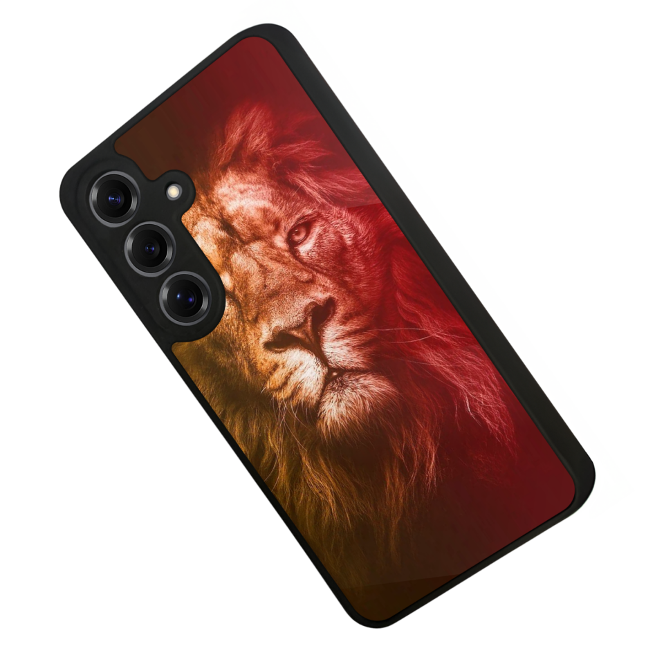 Samsung Galaxy S25 Uyumlu Aslan Tasarımlı Glossy Premium Kılıf