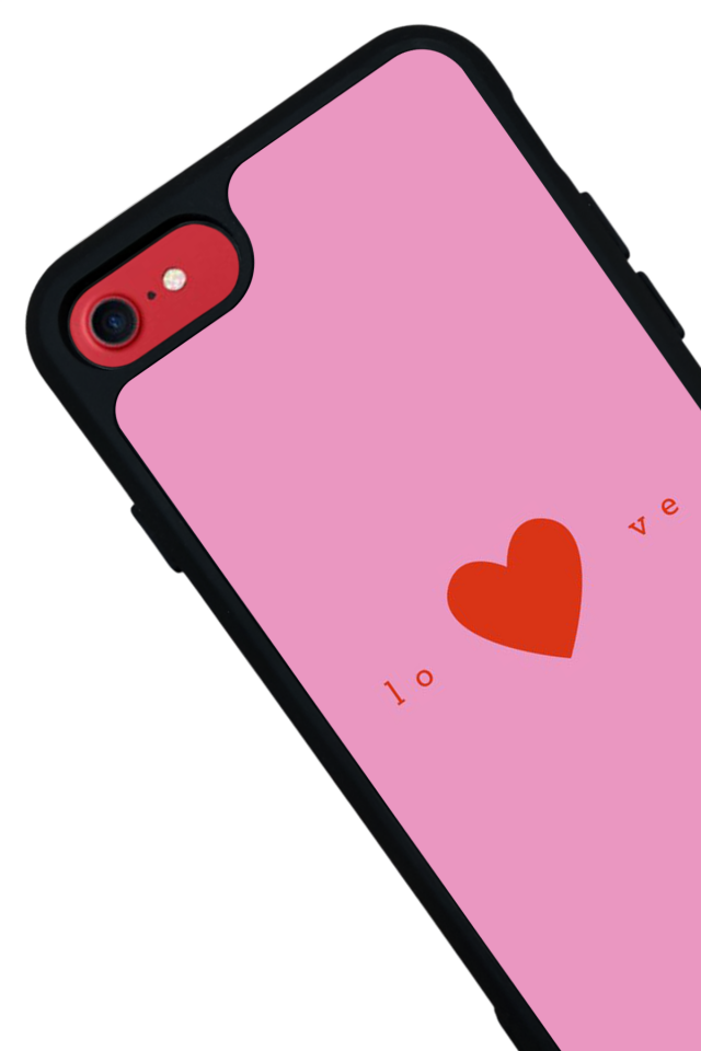 iPhone SE Uyumlu Kalp Love Tasarımlı Glossy Premium Kılıf