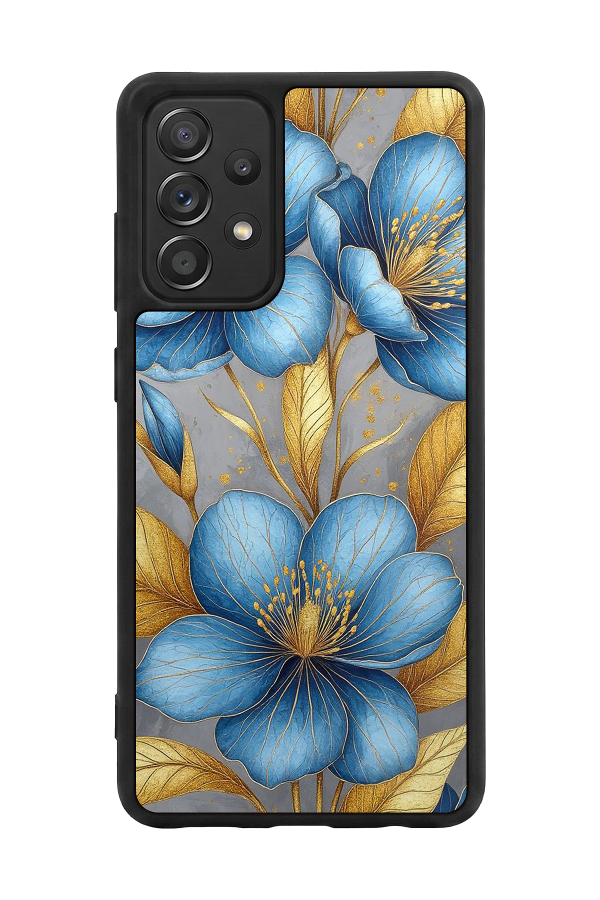 Samsung Galaxy A72 Uyumlu Yaldizli Cicek Tasarımlı Glossy Premium Kılıf