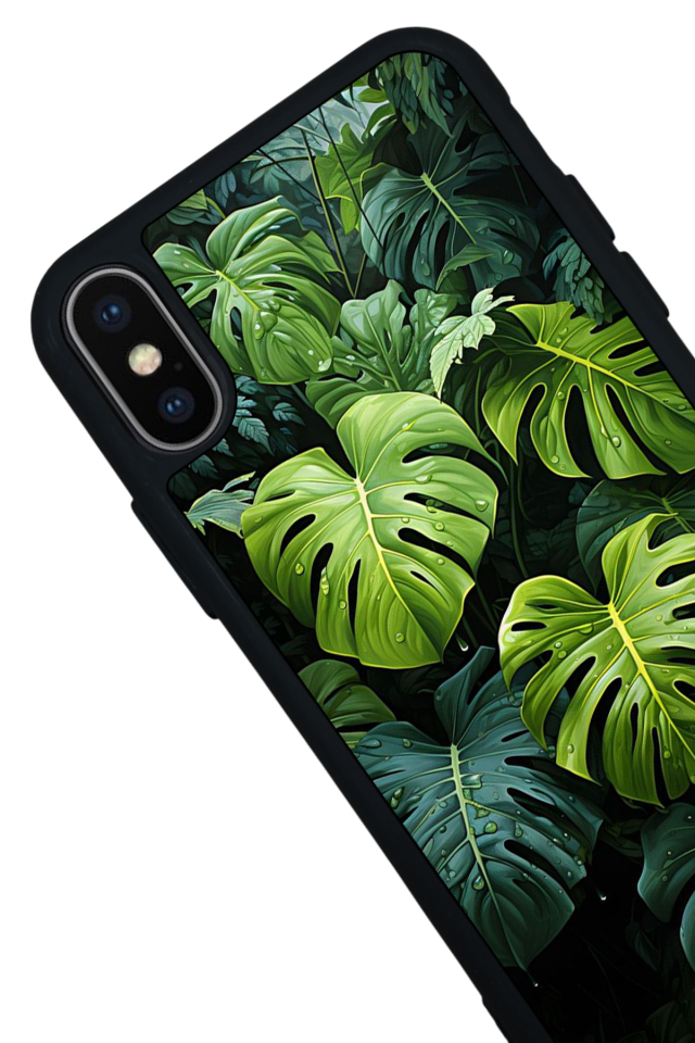iPhone XS Max Uyumlu Botanik Tasarımlı Glossy Premium Kılıf