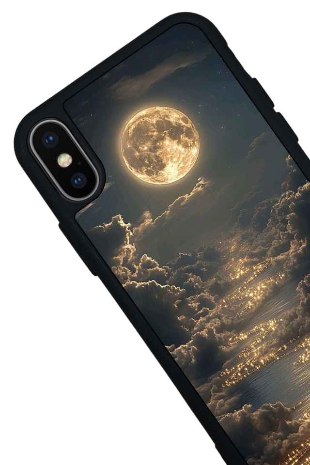 iPhone X/ XS Uyumlu Ay Tasarımlı Glossy Premium Kılıf