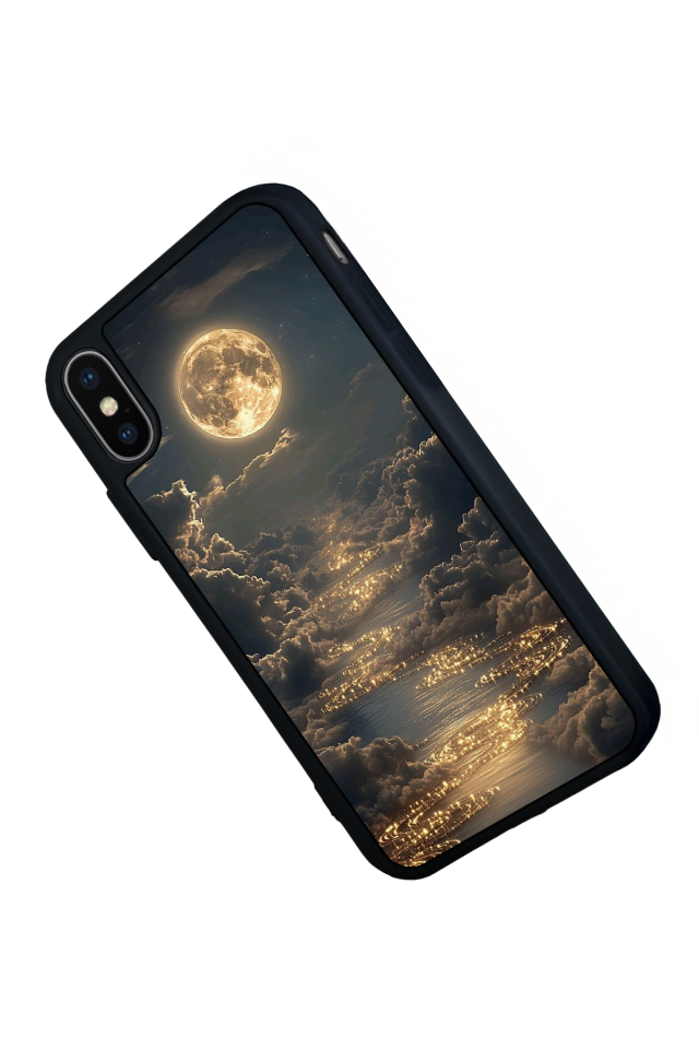 iPhone X/ XS Uyumlu Ay Tasarımlı Glossy Premium Kılıf