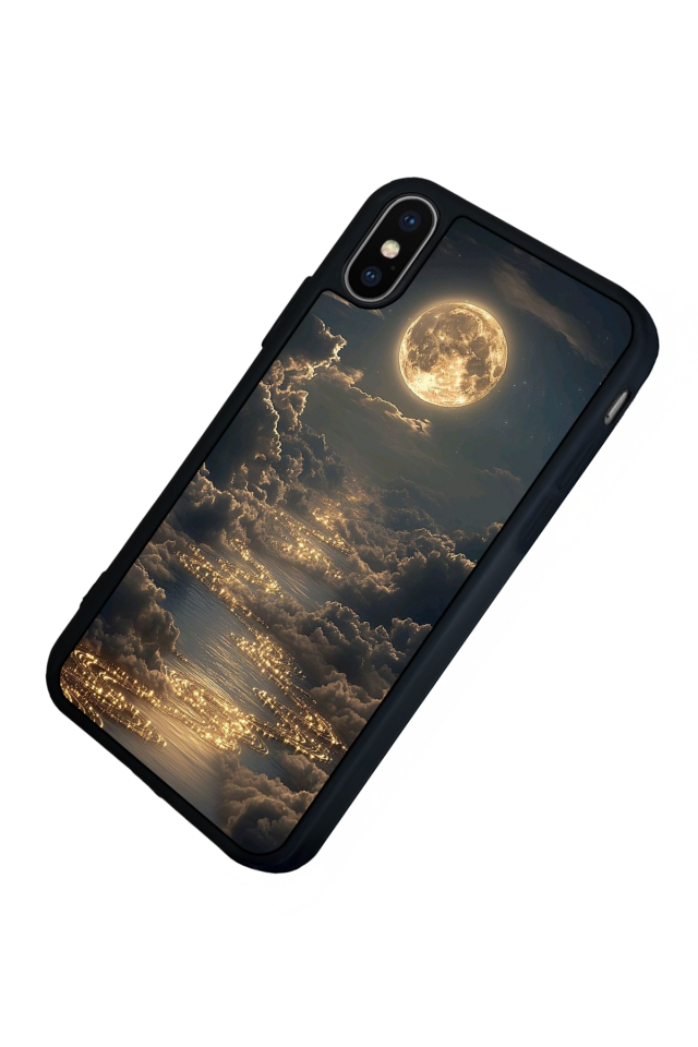 iPhone X/ XS Uyumlu Ay Tasarımlı Glossy Premium Kılıf