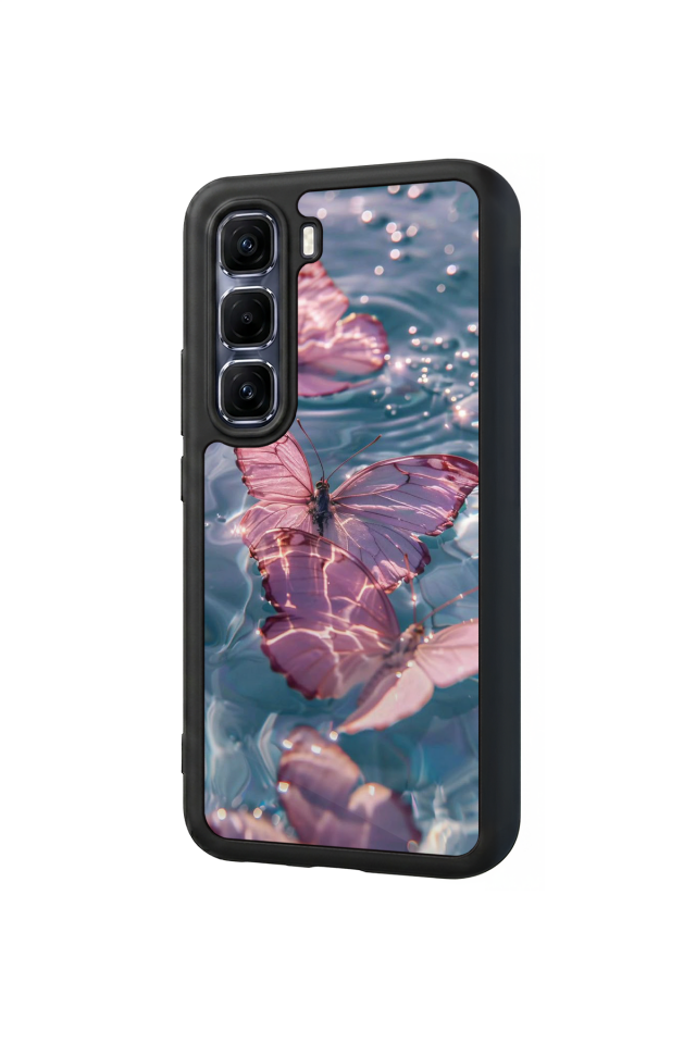Infinix Hot 60 Pro Plus Uyumlu Kelebek Tasarımlı Glossy Premium Kılıf