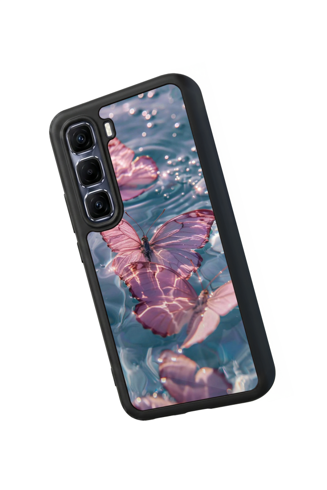 Infinix Hot 60 Pro Plus Uyumlu Kelebek Tasarımlı Glossy Premium Kılıf