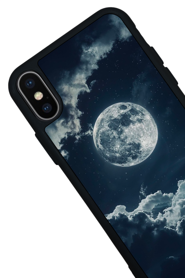 iPhone X/ XS Uyumlu Ay Tasarımlı Glossy Premium Kılıf