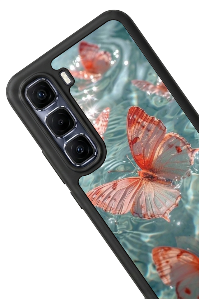 Infinix Hot 60 Pro Plus Uyumlu Kelebek Tasarımlı Glossy Premium Kılıf