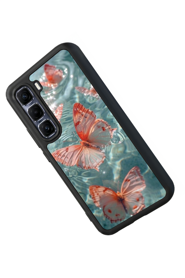 Infinix Hot 60 Pro Plus Uyumlu Kelebek Tasarımlı Glossy Premium Kılıf