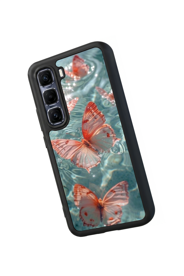 Infinix Hot 60 Pro Plus Uyumlu Kelebek Tasarımlı Glossy Premium Kılıf