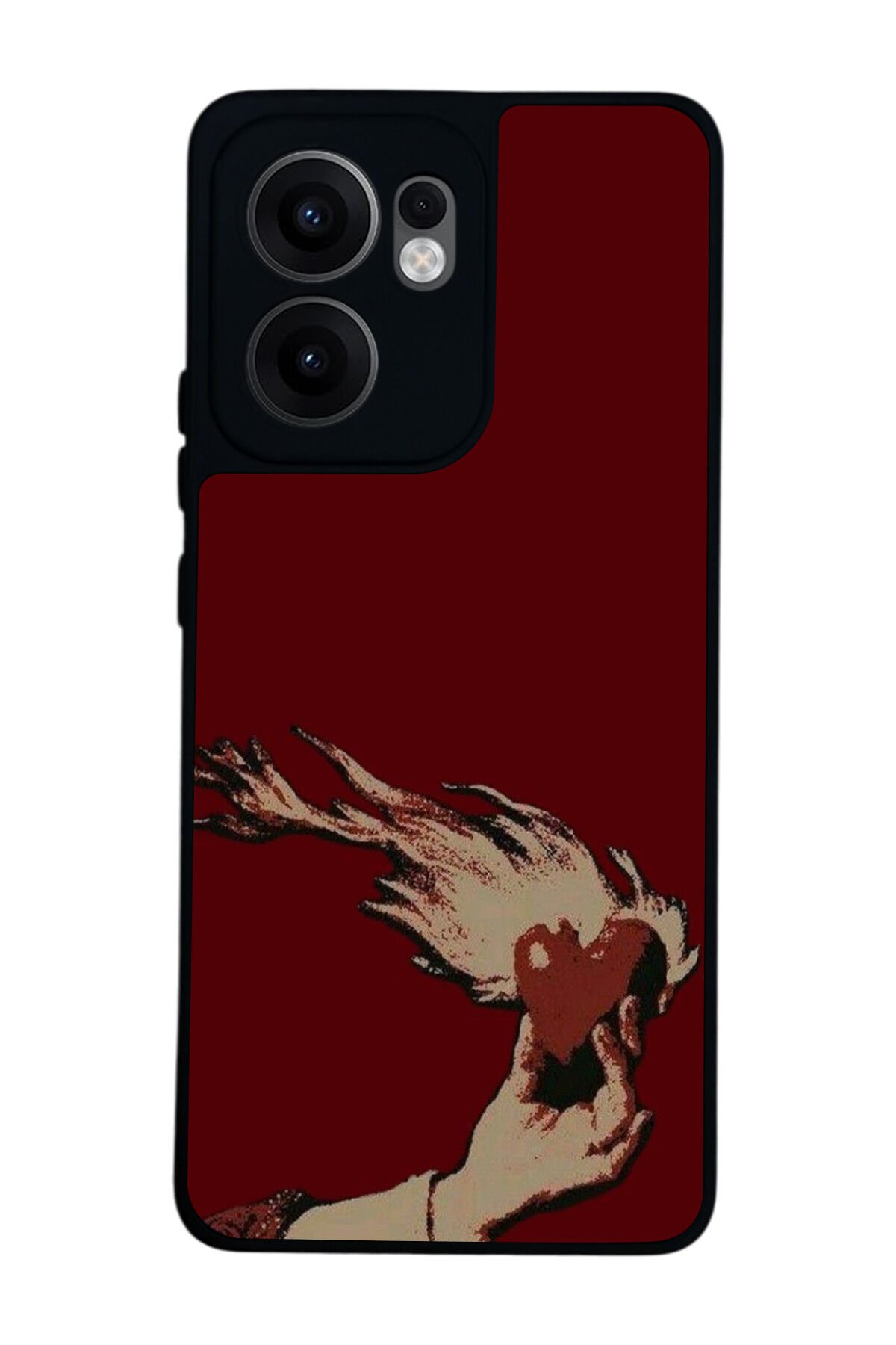Oppo Reno 13F Uyumlu Kalp Love Tasarımlı Glossy Premium Kılıf