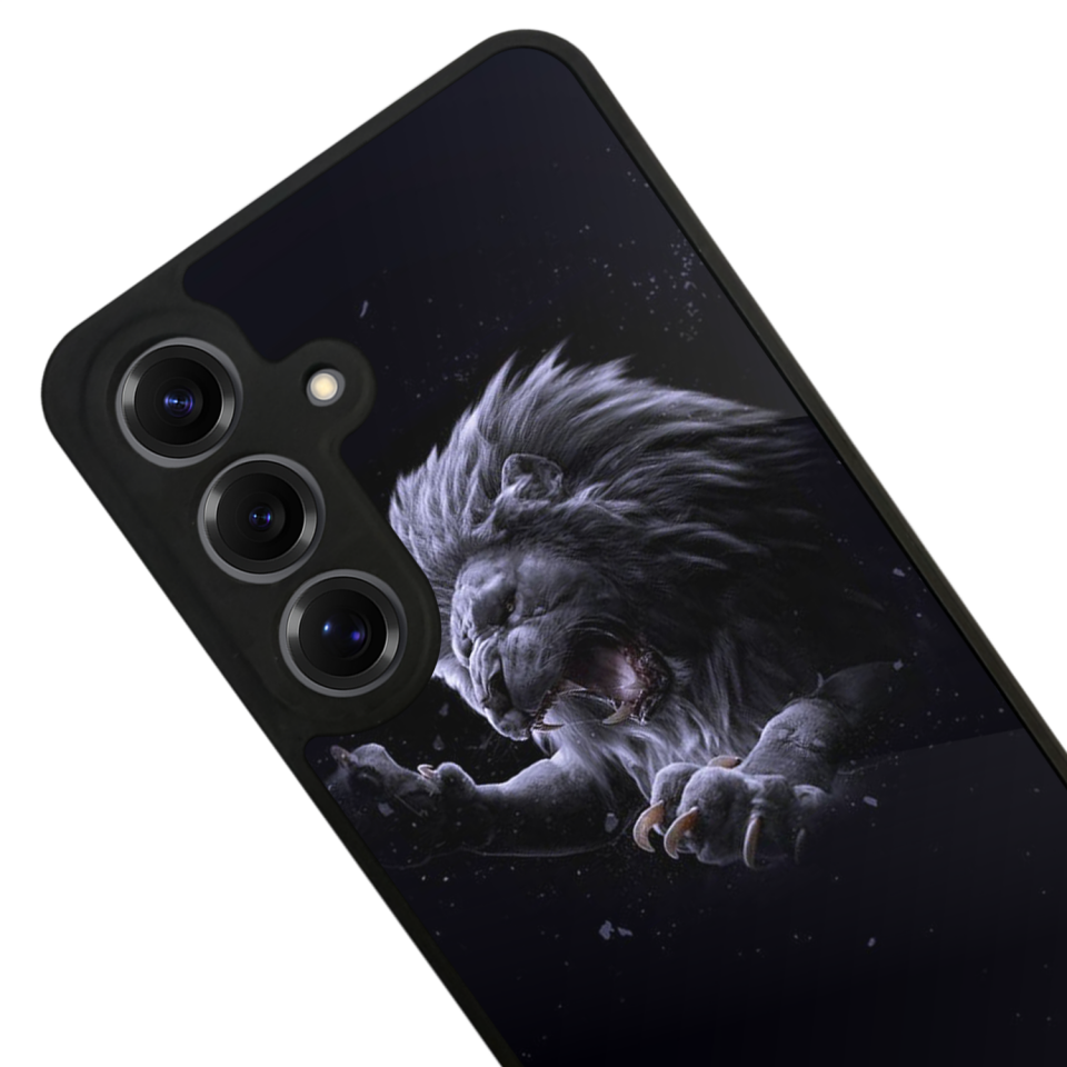 Samsung Galaxy S25 Uyumlu Aslan Tasarımlı Glossy Premium Kılıf