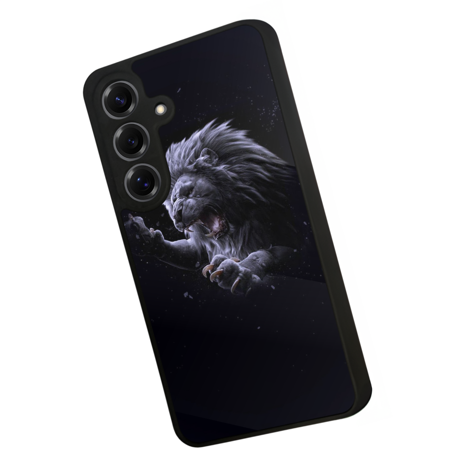 Samsung Galaxy S25 Uyumlu Aslan Tasarımlı Glossy Premium Kılıf
