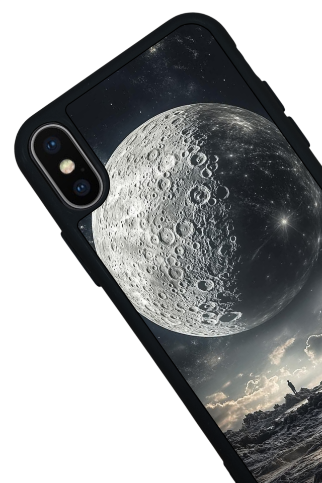 iPhone X/ XS Uyumlu Ay Tasarımlı Glossy Premium Kılıf