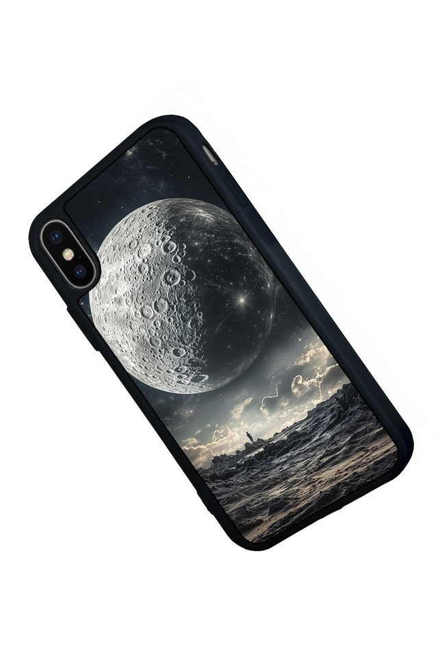 iPhone X/ XS Uyumlu Ay Tasarımlı Glossy Premium Kılıf