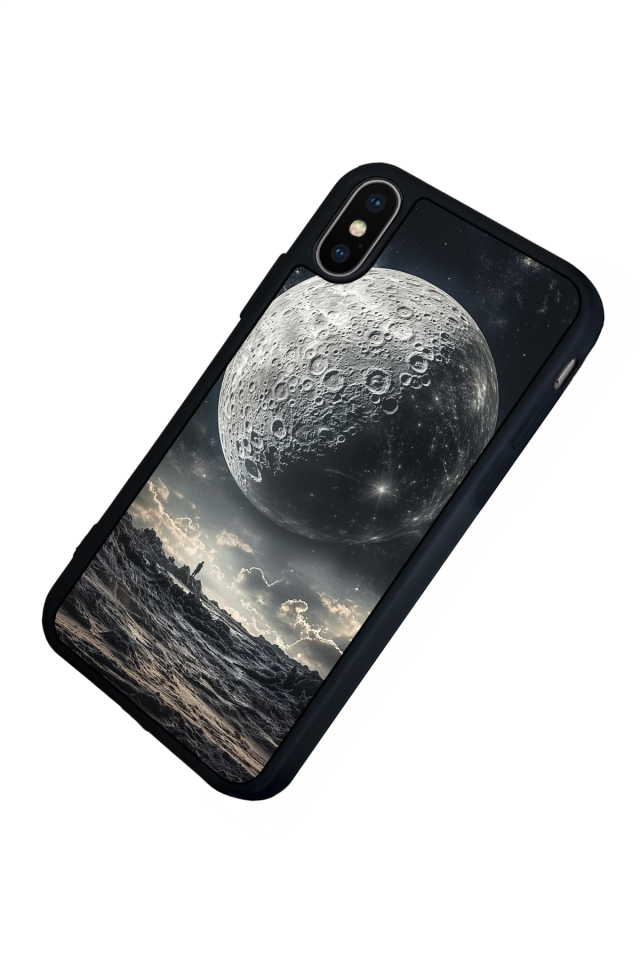 iPhone X/ XS Uyumlu Ay Tasarımlı Glossy Premium Kılıf