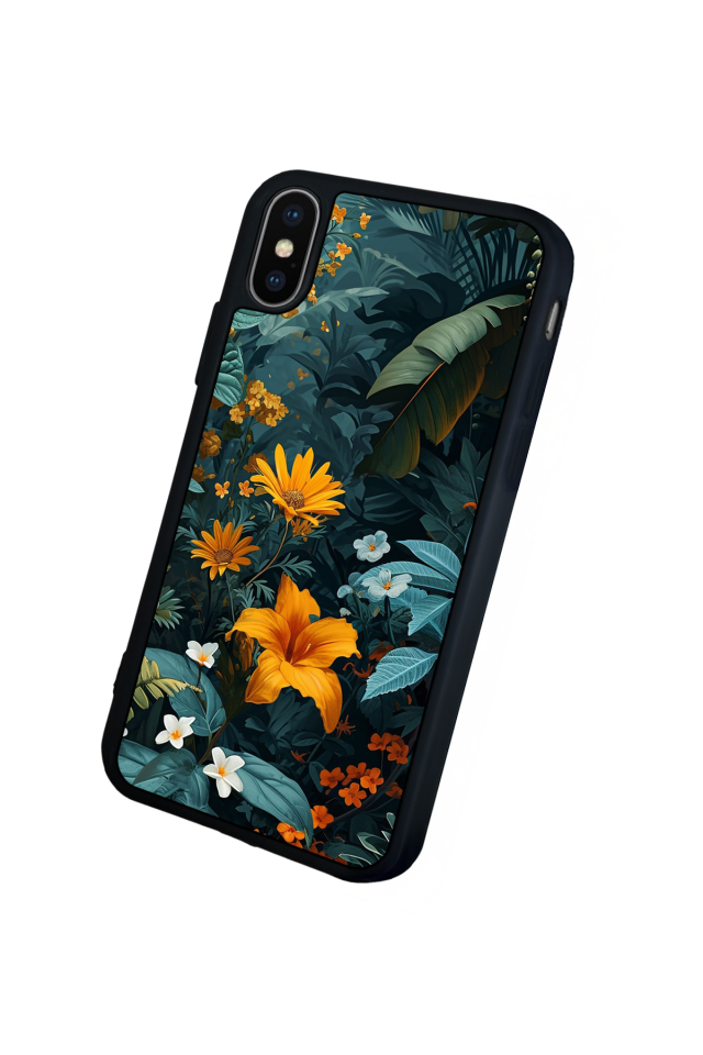 iPhone XS Max Uyumlu Botanik Tasarımlı Glossy Premium Kılıf