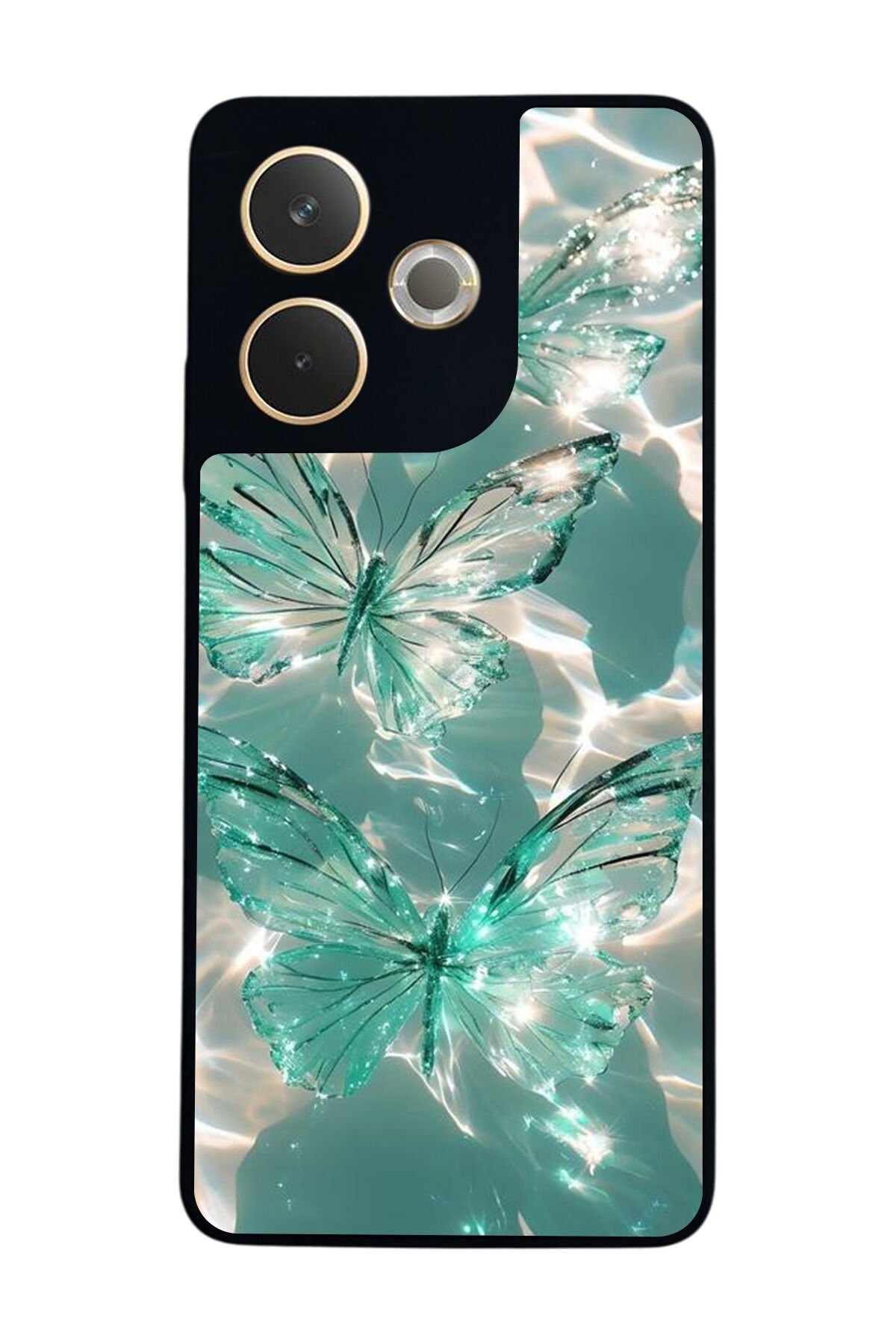 Oppo A5 Pro Uyumlu Kelebek Tasarımlı Glossy Premium Kılıf