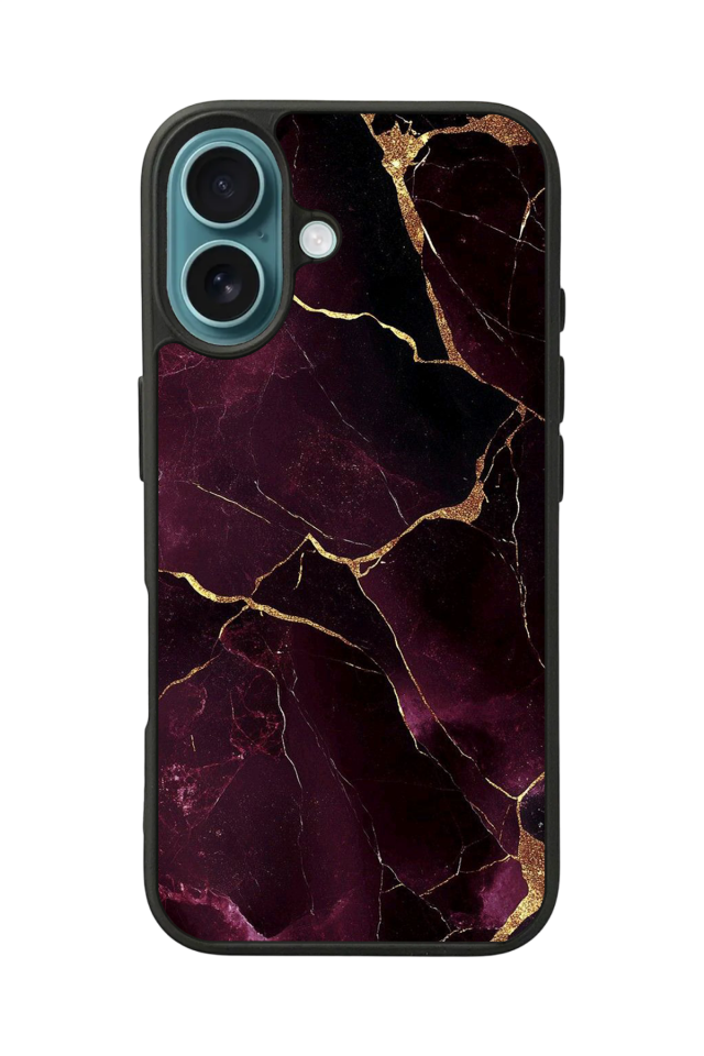 iPhone 16 Plus Uyumlu Mermer Marble Tasarımlı Glossy Premium Kılıf