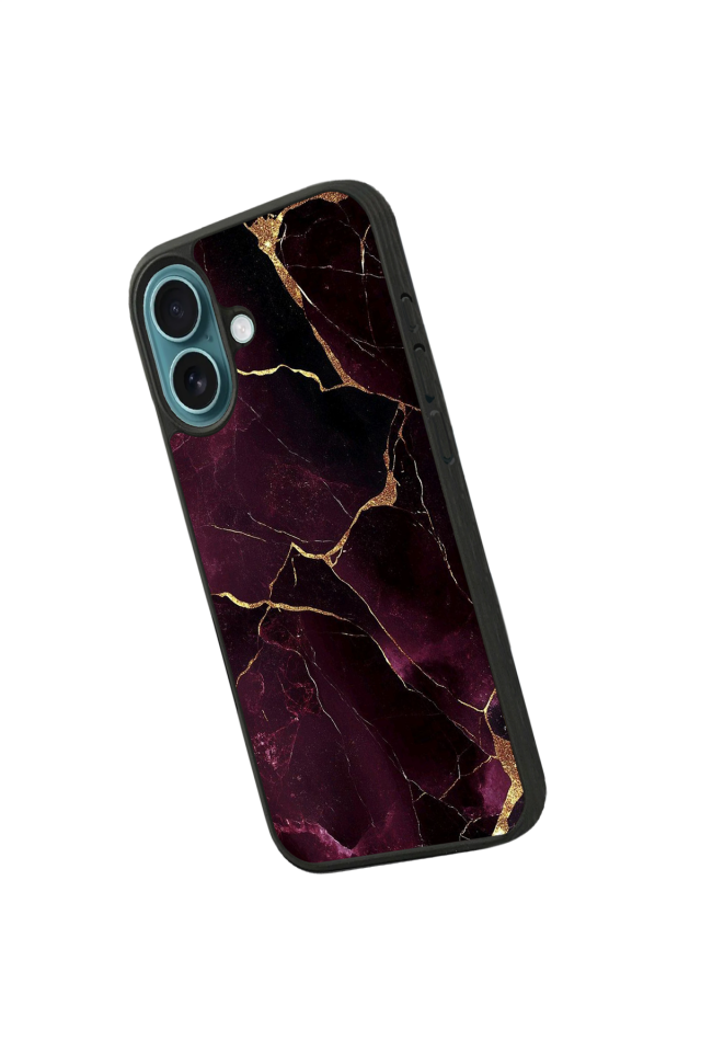 iPhone 16 Plus Uyumlu Mermer Marble Tasarımlı Glossy Premium Kılıf