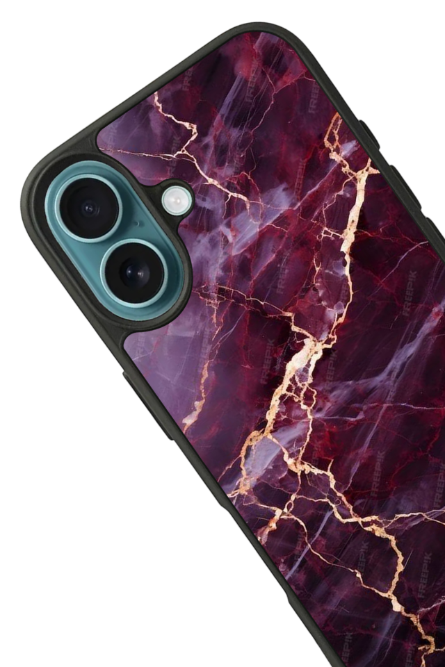 iPhone 16 Plus Uyumlu Mermer Marble Tasarımlı Glossy Premium Kılıf