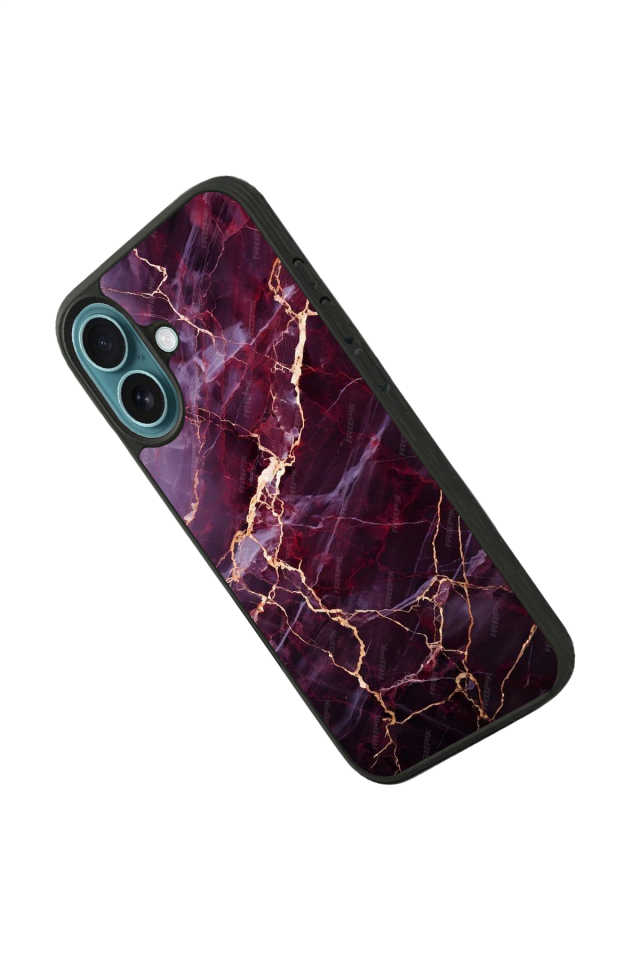 iPhone 16 Plus Uyumlu Mermer Marble Tasarımlı Glossy Premium Kılıf