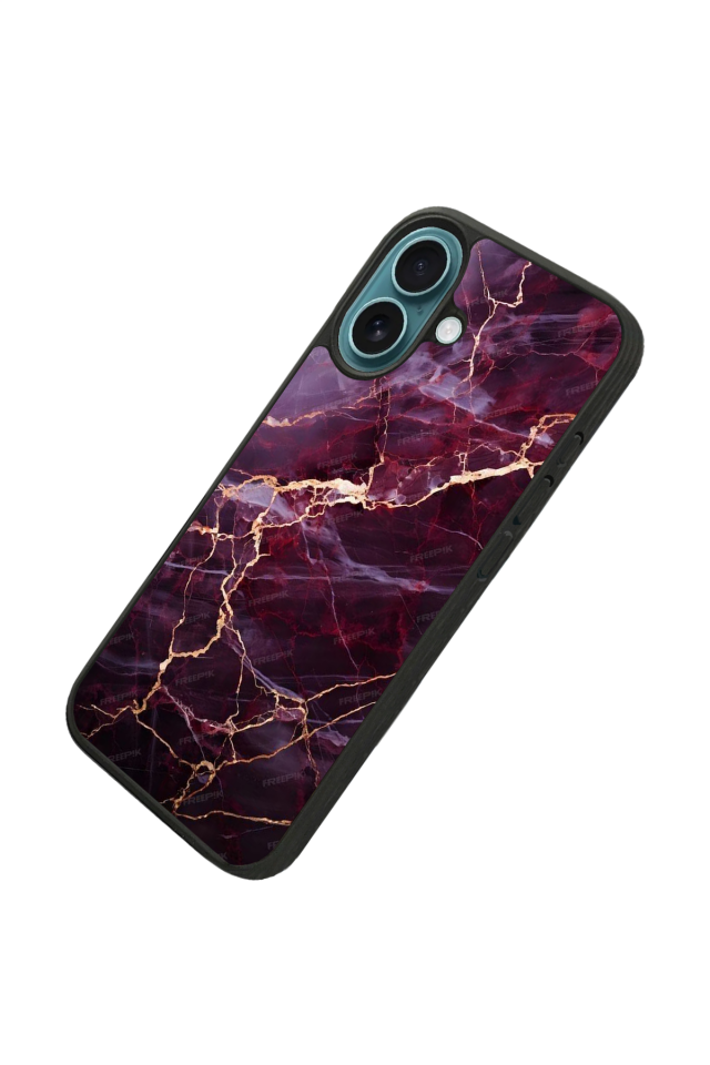 iPhone 16 Plus Uyumlu Mermer Marble Tasarımlı Glossy Premium Kılıf